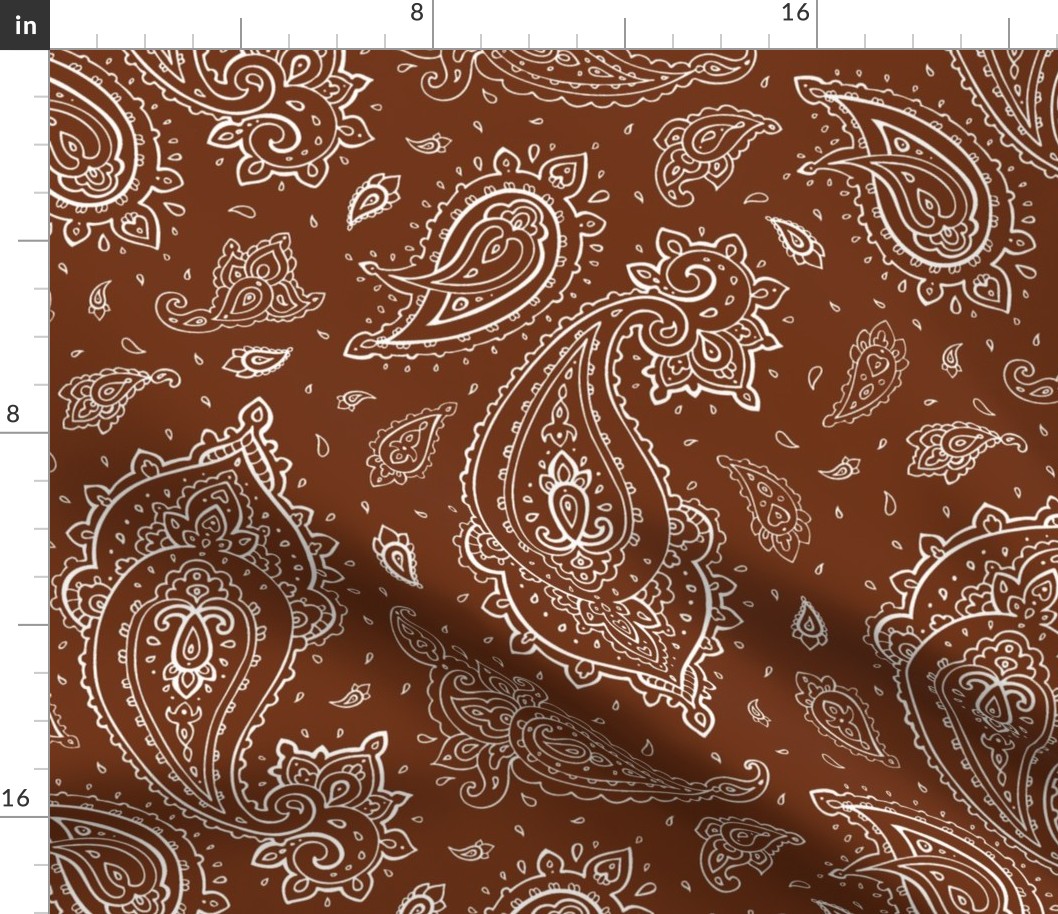 Bandana Paisley White on Brown