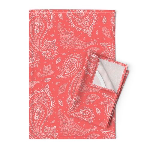 Bandana Paisley White on Coral