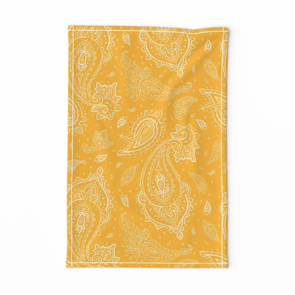 Bandana Paisley White on Goldenrod