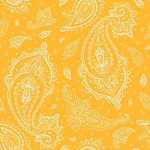 Bandana Paisley White on Goldenrod