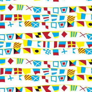 Nautical Flags in the Wind on White