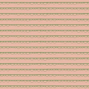 festive frilly stripe-peach/green