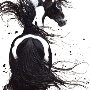 Black White Pinto Horse Panel by Bihrle