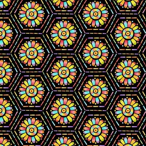Rainbow Mandala Hexagons
