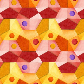 Watercolour Hexagons with Dots