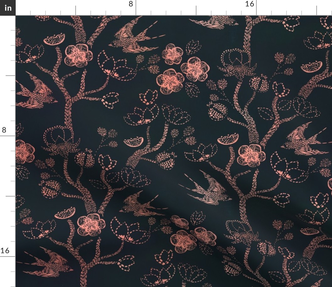 Shibori Garden {Peach/Dark}