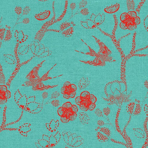 Shibori Garden {Red/Blue}