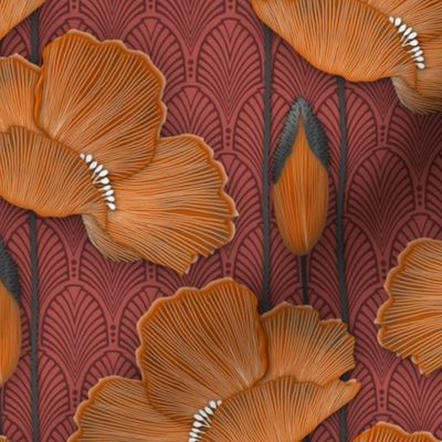 Art Deco Poppies Burnt Orange smaller