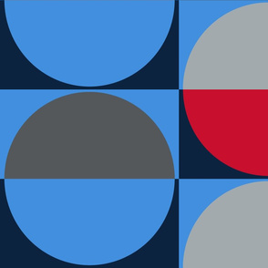 The Red the Blue the Navy and the Grays: Half Drop Half Circles