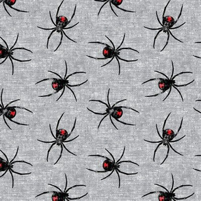Black Widow Spiders - woven grey - LAD19