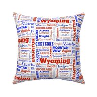 Cities of Wyoming, red white and blue