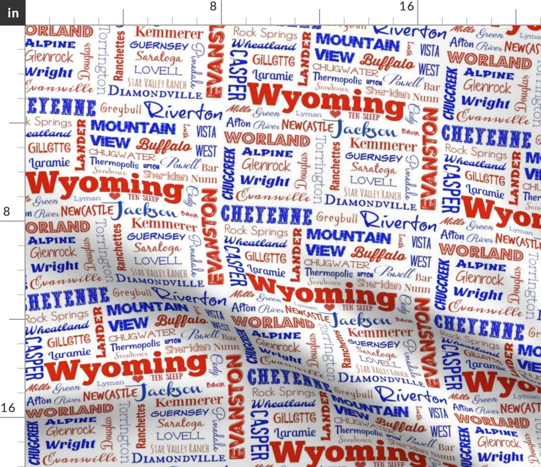 Cities of Wyoming, red white and blue