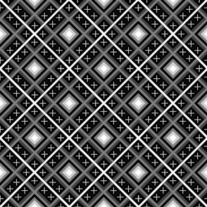 Black, White, Gray Persian-Large Pattern