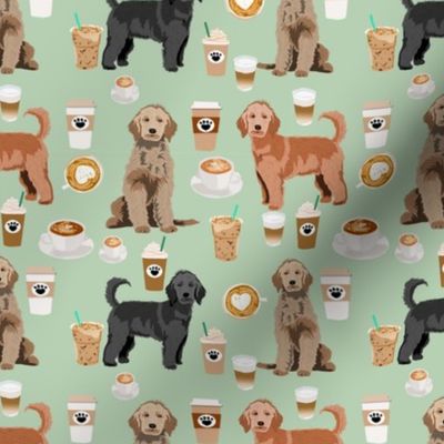 Doodle coffee fabric - golden doodle fabric, dog fabric, doodle fabric, doodle design - coffee fabric