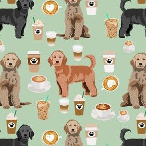 Doodle coffee fabric - golden doodle fabric, dog fabric, doodle fabric, doodle design - coffee fabric