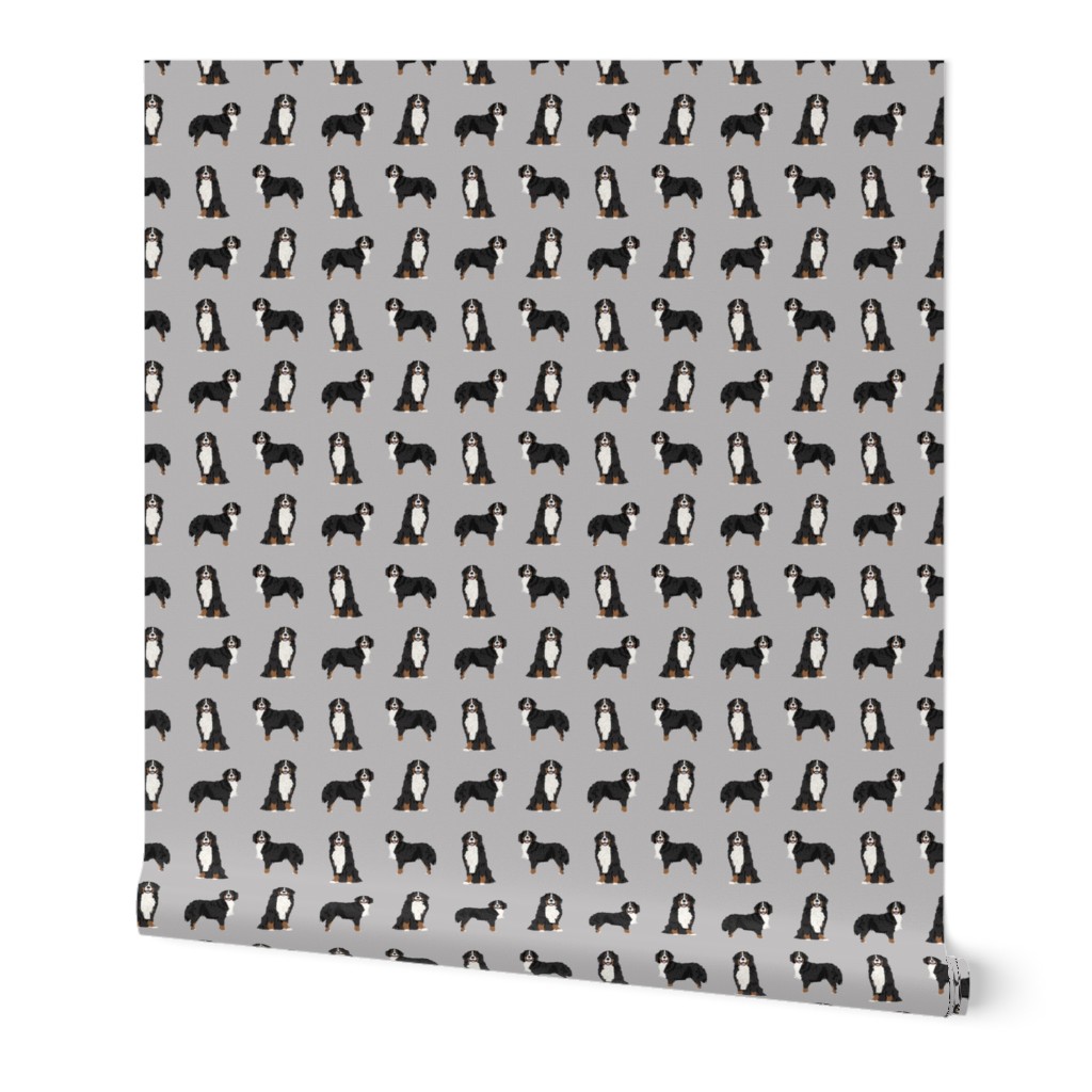 bernese mountain dog fabric - dog fabric, bmd, mountain dog, bernese dog fabric, grey