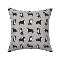 bernese mountain dog fabric - dog fabric, bmd, mountain dog, bernese dog fabric, grey