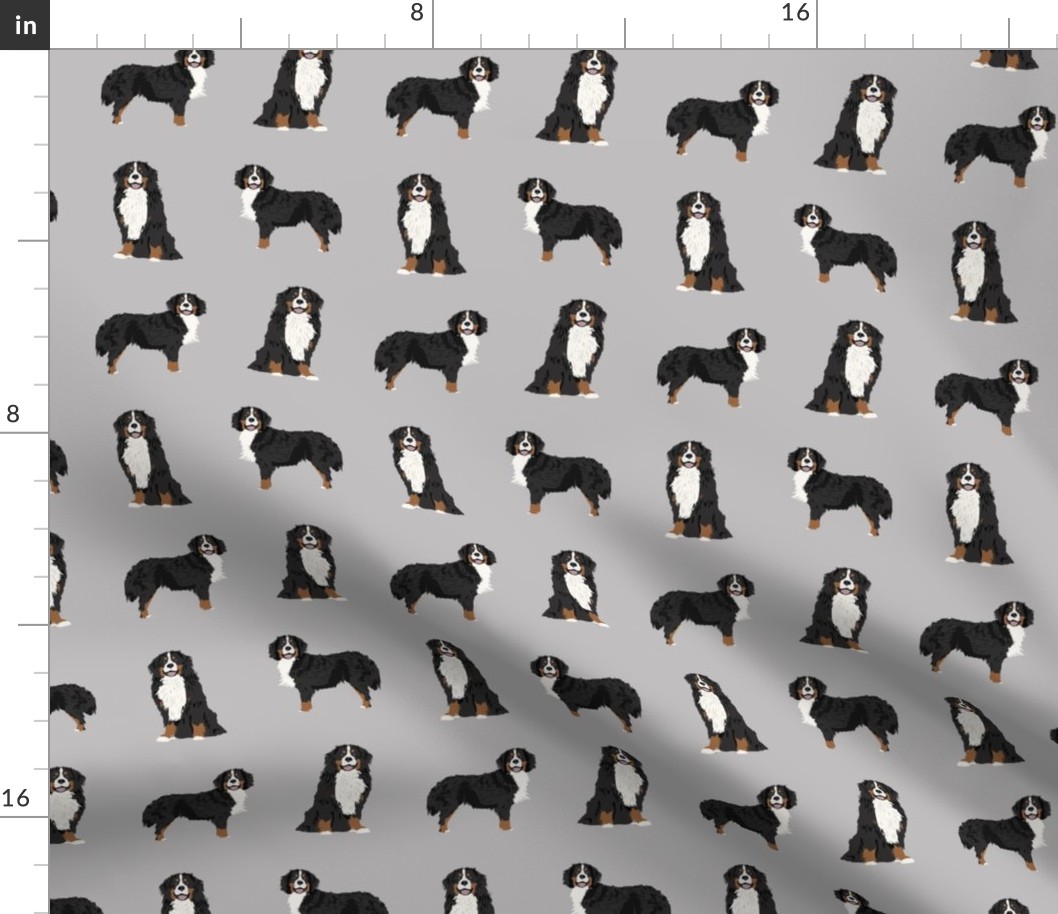 bernese mountain dog fabric - dog fabric, bmd, mountain dog, bernese dog fabric, grey