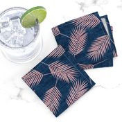 Palm leaves - pink on blue - summer - LAD19