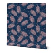 Palm leaves - pink on blue - summer - LAD19