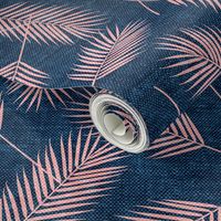 Palm leaves - pink on blue - summer - LAD19