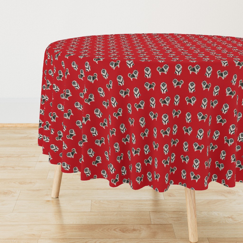 keeshond dog fabric - dog fabric, dogs fabric, keeshond dog, dog breeds fabric - red