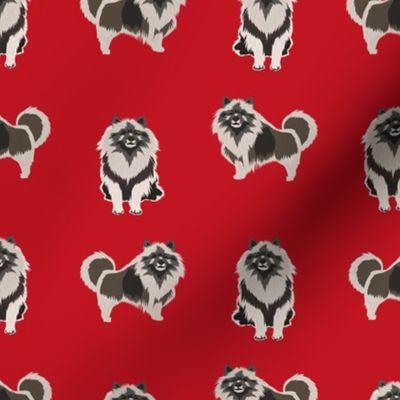 keeshond dog fabric - dog fabric, dogs fabric, keeshond dog, dog breeds fabric - red