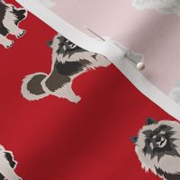 keeshond dog fabric - dog fabric, dogs fabric, keeshond dog, dog breeds fabric - red