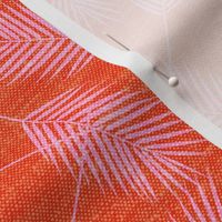 Palm leaves - pink on tropic orange - summer - LAD19