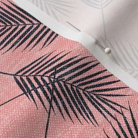 Palm leaves - blue on pink - summer - LAD19