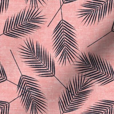 Palm leaves - blue on pink - summer - LAD19