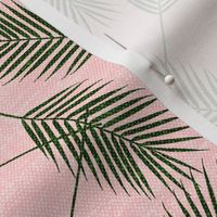 Palm leaves - green on pink - summer - LAD19