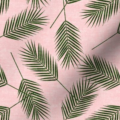 Palm leaves - green on pink - summer - LAD19