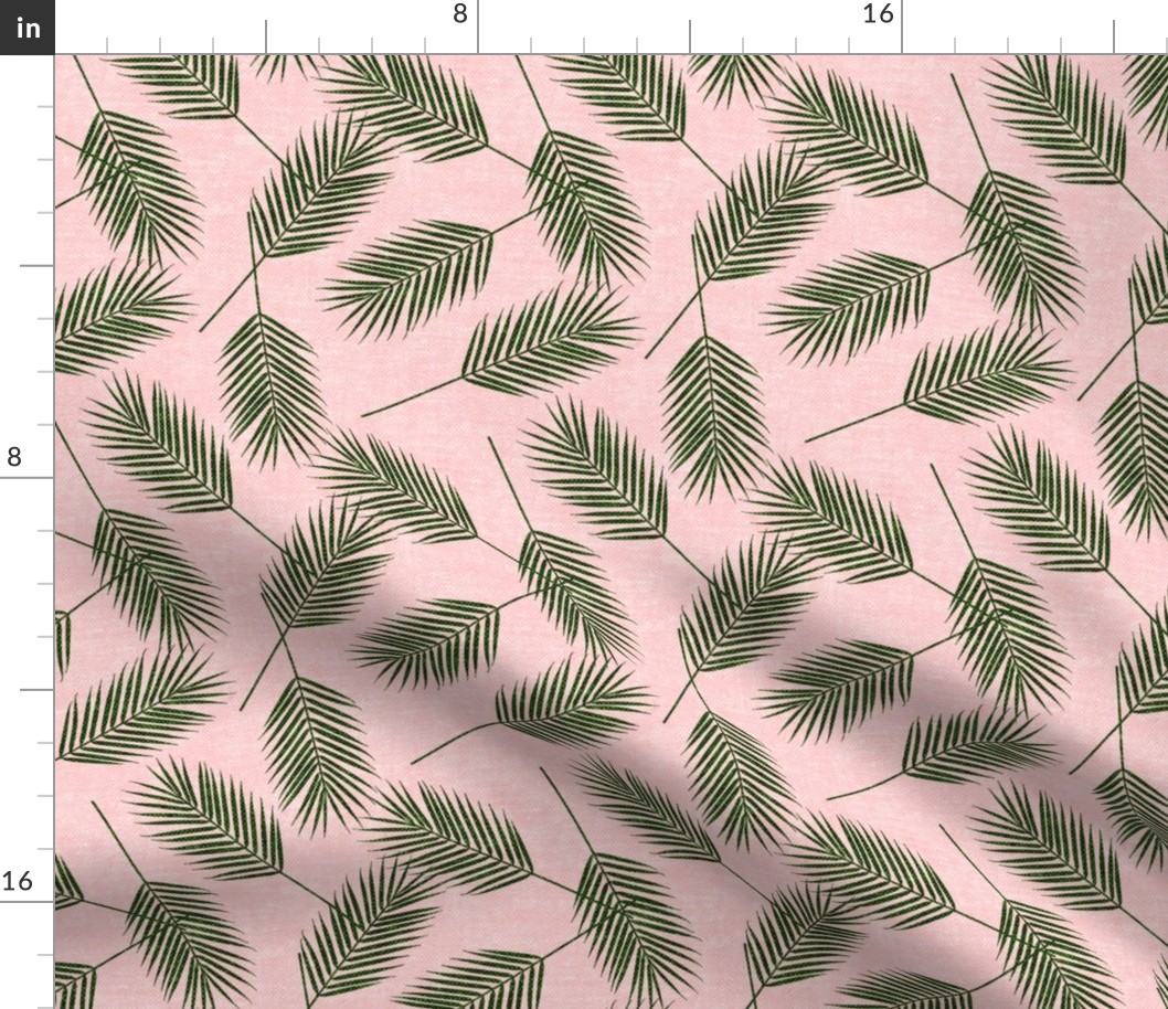 Palm leaves - green on pink - summer - LAD19