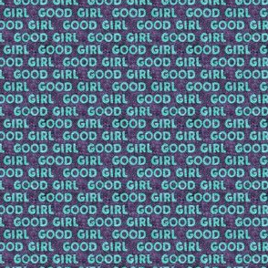 (micro scale) Good girl - dog - typography - purple and teal - LAD19BS