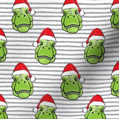 Santa Trex - Tyrannosaurus Dinosaur - Christmas -  grey stripes (2) - LAD19