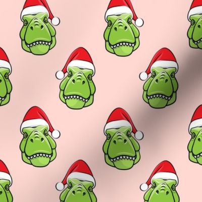 Santa Trex - Tyrannosaurus Dinosaur - Christmas -  pink  - LAD19