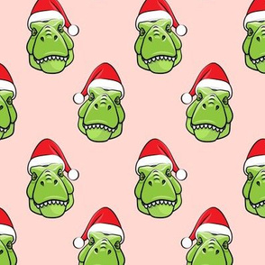 Santa Trex - Tyrannosaurus Dinosaur - Christmas -  pink  - LAD19