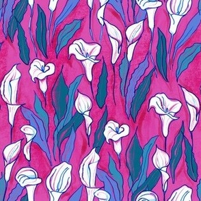 Pattern with calla lilies (magenta b/g)
