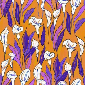 Pattern with calla lilies (yellow b/g)