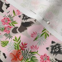 keeshond hawaiian fabric - dog fabric, keeshond fabric, dog breeds, dog breed, hawaiian fabric, tropical fabric - pink