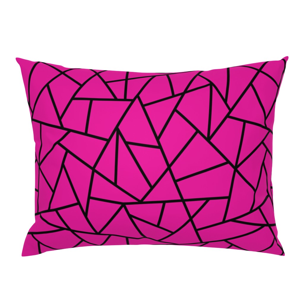 Abstract Geometric Black on Magenta Large