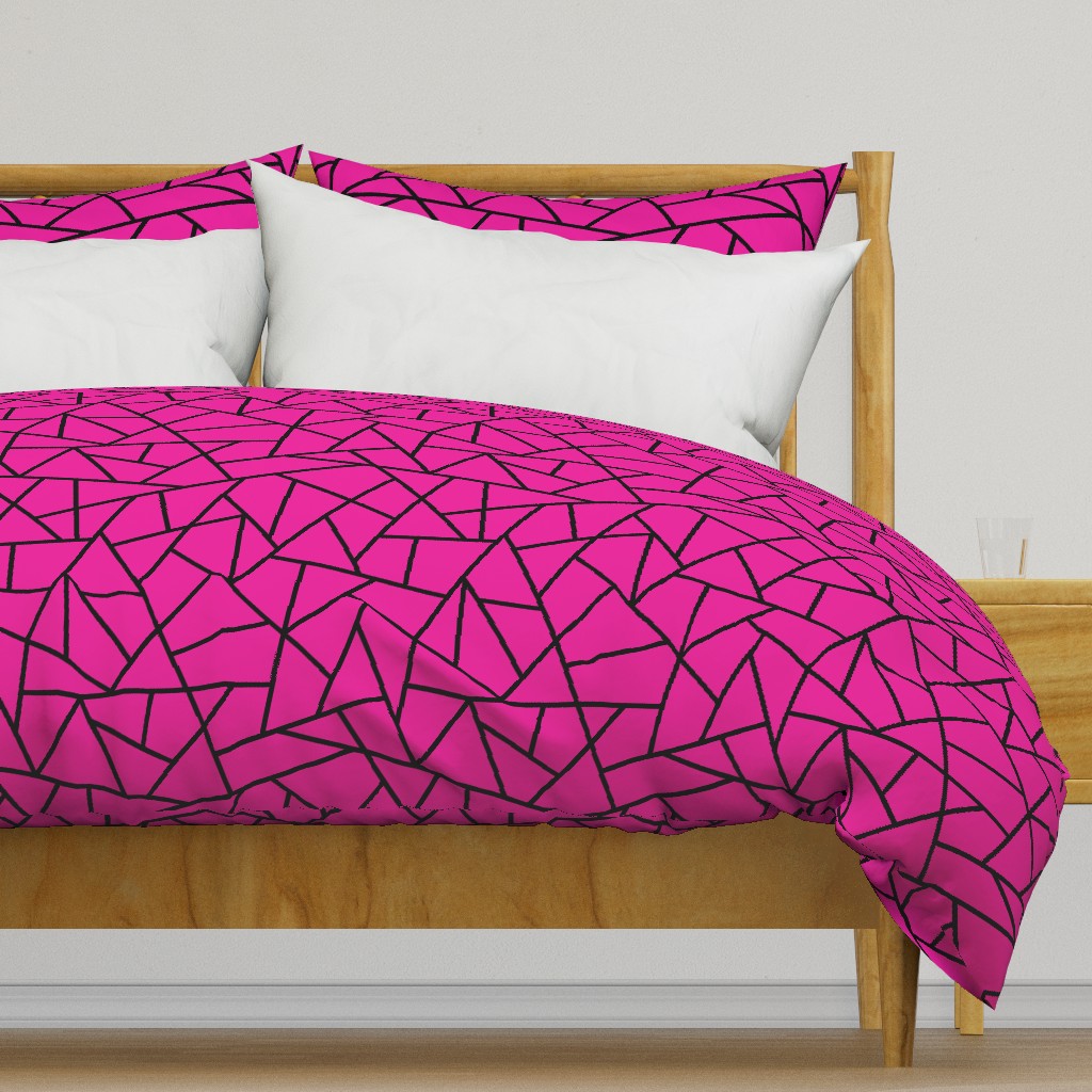 Abstract Geometric Black on Magenta Large