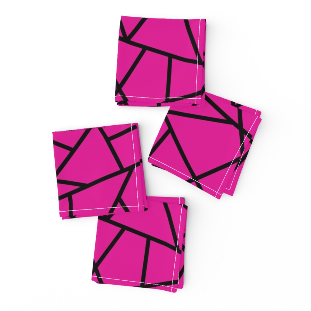 Abstract Geometric Black on Magenta Large