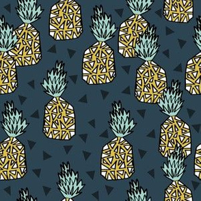 pineapple fabric // pineapples, fruit, fruit fabric, andrea lauren fabric, summer, summer fabric, tropical fabric, tropicals - blue