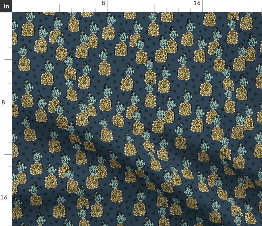 pineapple fabric // pineapples, fruit, fruit fabric, andrea lauren fabric, summer, summer fabric, tropical fabric, tropicals - blue