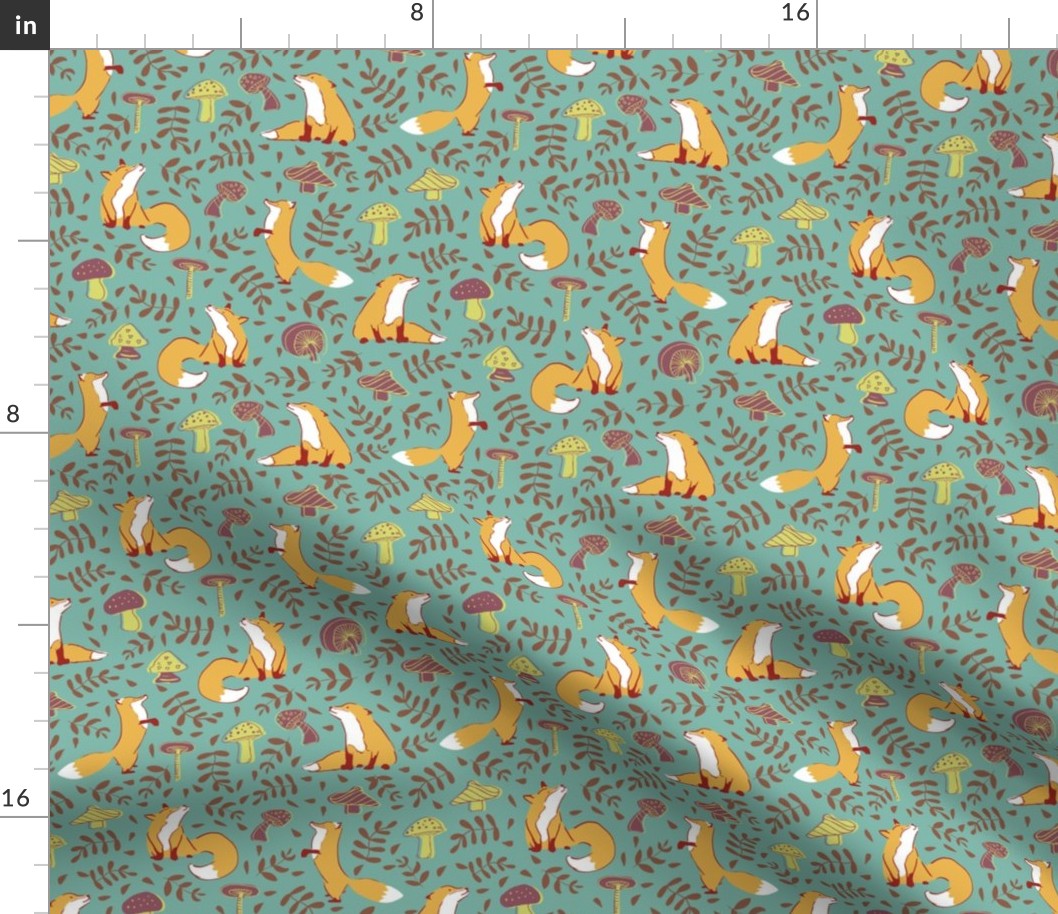 cute fox mushroom leave seamless pattern. 