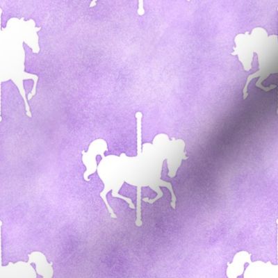 Carousel Horses Pattern in Lavender Watercolor