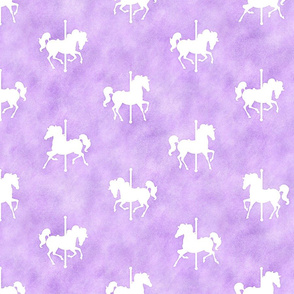 Carousel Horses Pattern in Lavender Watercolor