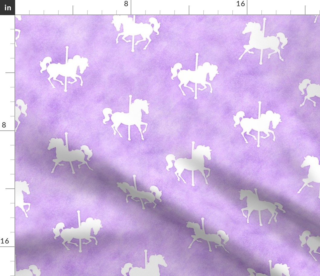 Carousel Horses Pattern in Lavender Watercolor